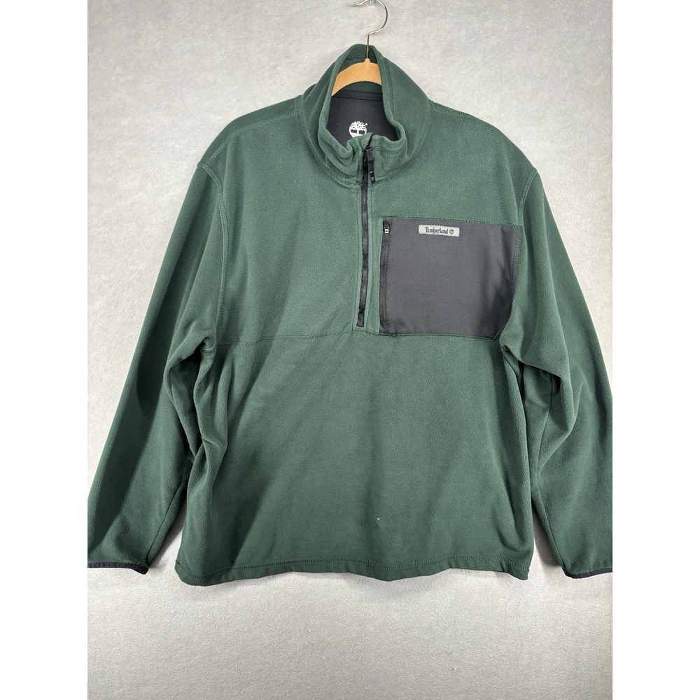Timberland Shirt Mens Extra Sz XL Green 1/4 Zip Fleece Mock Neck Sweater Outdoor